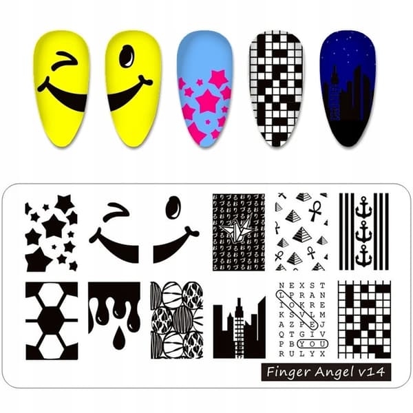 Nagelkonst Stämpelplatta Fingerängel - V14