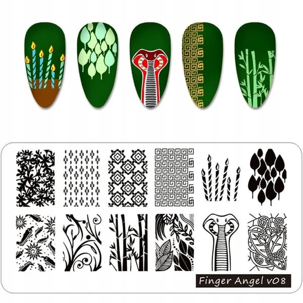 Nagelkonst Stämpelplatta Fingerängel - V08