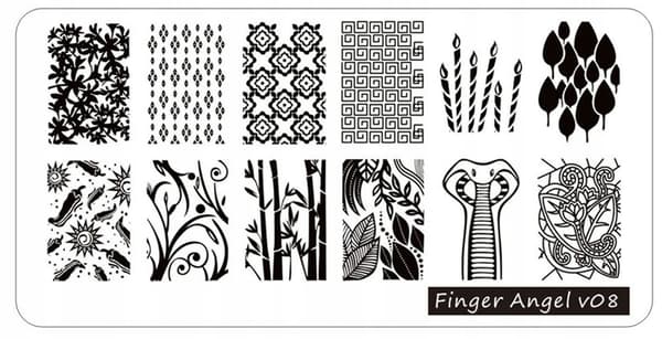 Nagelkonst Stämpelplatta Fingerängel - V08