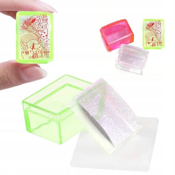 GELNAGELSTÄMPEL, FRENCH + SCRATCH, Rektangulär Grön