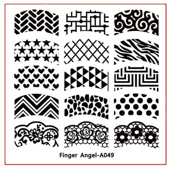 Nagelkonst Stämpelplatta Fingerängel - A049