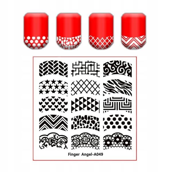 Nagelkonst Stämpelplatta Fingerängel - A049