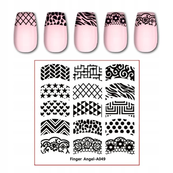 Nagelkonst Stämpelplatta Fingerängel - A049