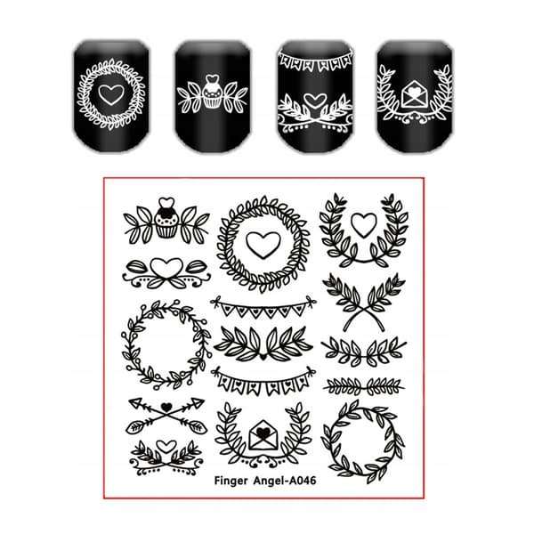 Nagelkonst Stämpelplatta Fingerängel - A046