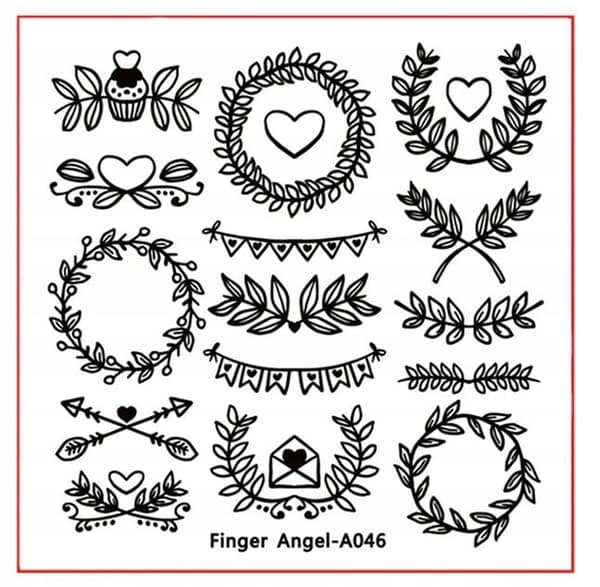 Nagelkonst Stämpelplatta Fingerängel - A046