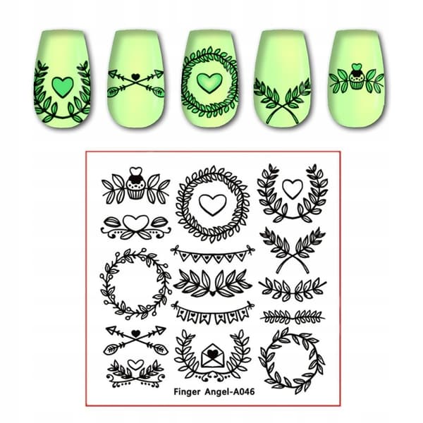 Nagelkonst Stämpelplatta Fingerängel - A046