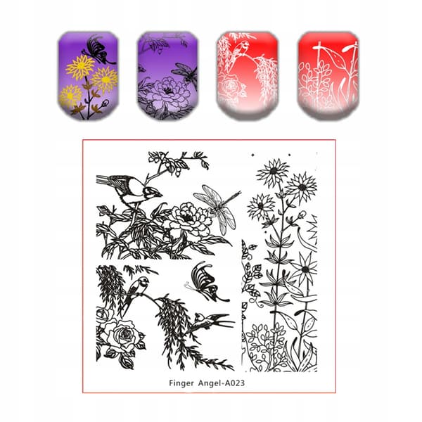 Nagelkonst Stämpelplatta Fingerängel - A023