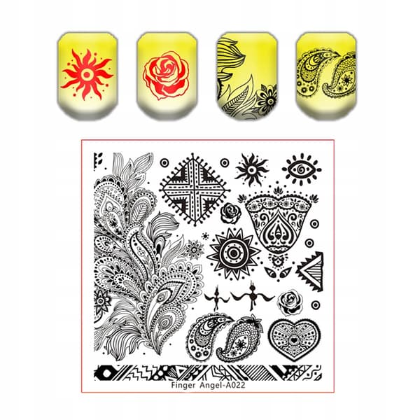 Nagelkonst Stämpelplatta Fingerängel - A022