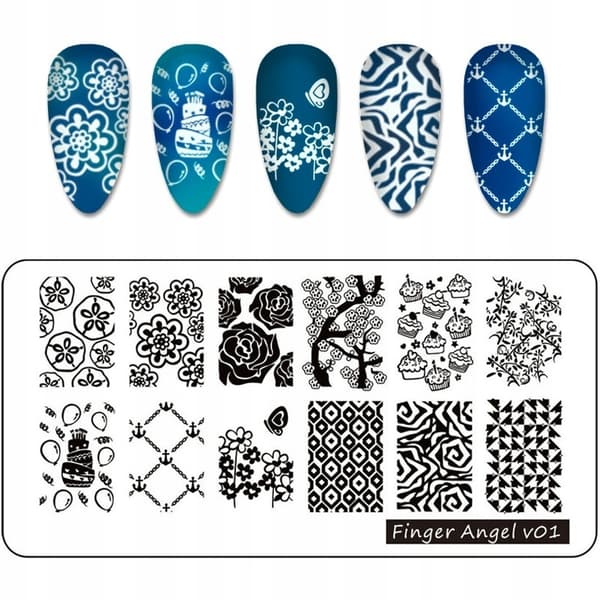 SET 4x Stämpelplattor Nagelkonst
