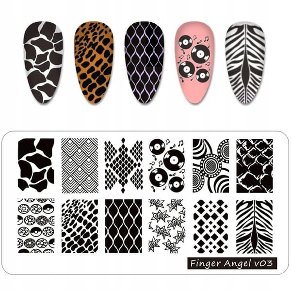 SET 4x Stämpelplattor Nagelkonst