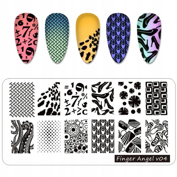 SET 4x Stämpelplattor Nagelkonst