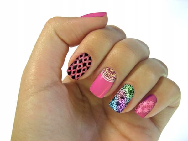 SET 4x Stämpelplattor Nagelkonst