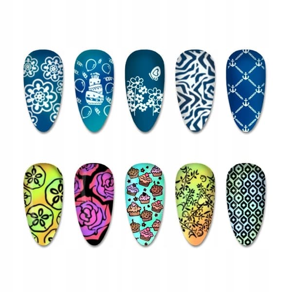 SET 4x Stämpelplattor Nagelkonst