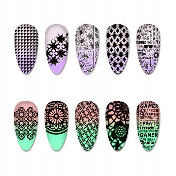 SET 4x Stämpelplattor Nagelkonst