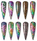 Miniatyrbillede 6 af 11: Transferfolie 10 cm x 4 cm Leopardblomster Holo