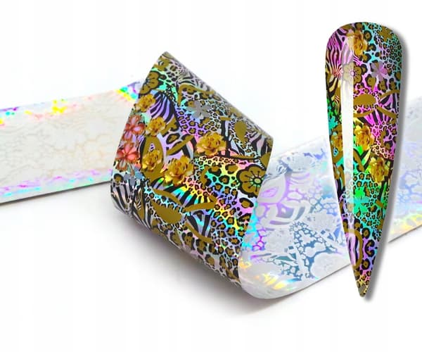 Transferfolie 10 cm x 4 cm Leopardblomster Holo