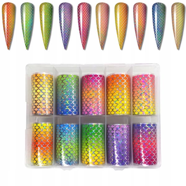 10 kpl siirtofoliota 10 cm x 4 cm merenneito-ombre-setti
