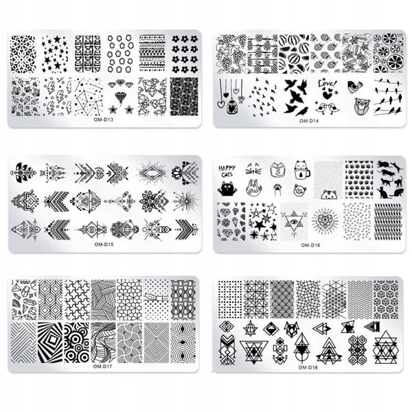 25 x Platta + Stämpel Nagelkonst Set