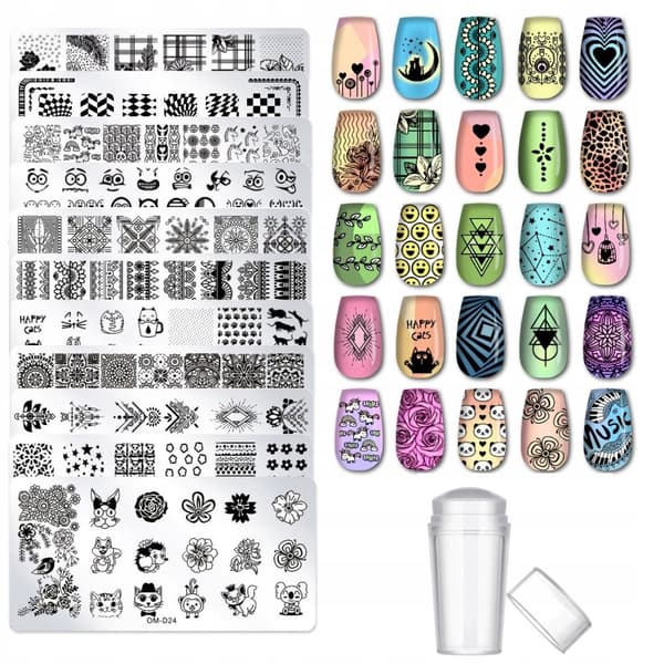 25 x Platta + Stämpel Nagelkonst Set