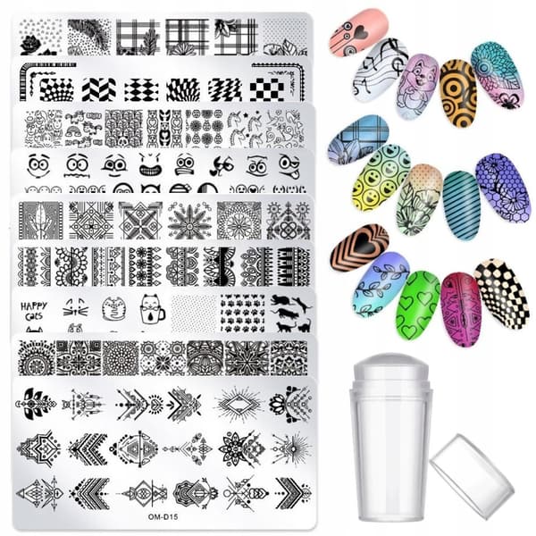 25 x Platta + Stämpel Nagelkonst Set