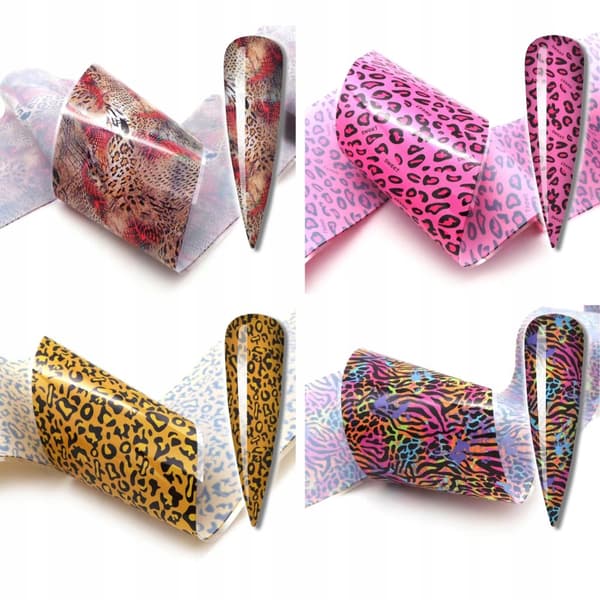 10 kpl siirtofoliota 10 cm x 4 cm leopardikuvioinen setti
