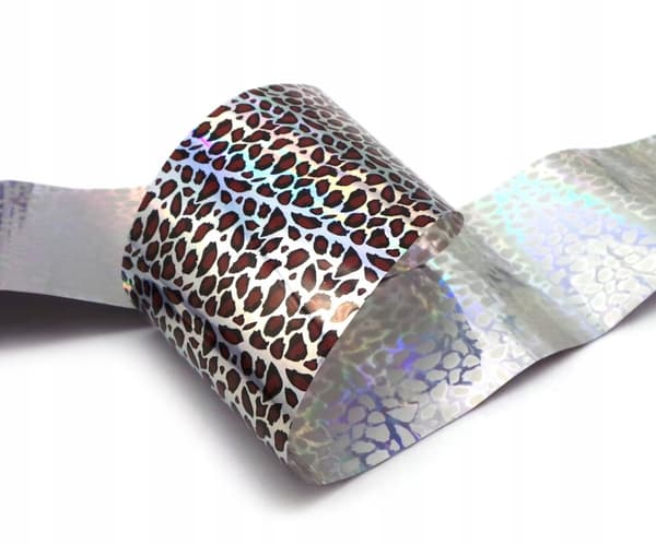 Transferfolie 10 cm x 4 cm leopardprickig holografisk