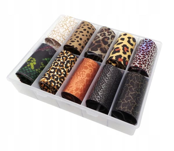Transferfolie 10 cm x 4 cm leopardprickig holografisk