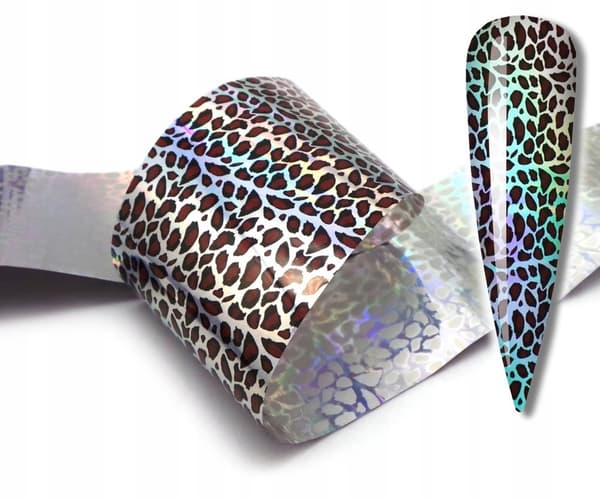Transferfolie 10 cm x 4 cm leopardprickig holografisk