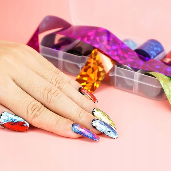 10x TRANSFERFOIL 10x2,5cm HOLOGRAFISK SET