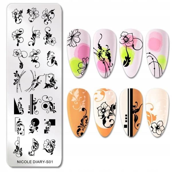 Nagelkonst Stämpelplatta BLOMMOR