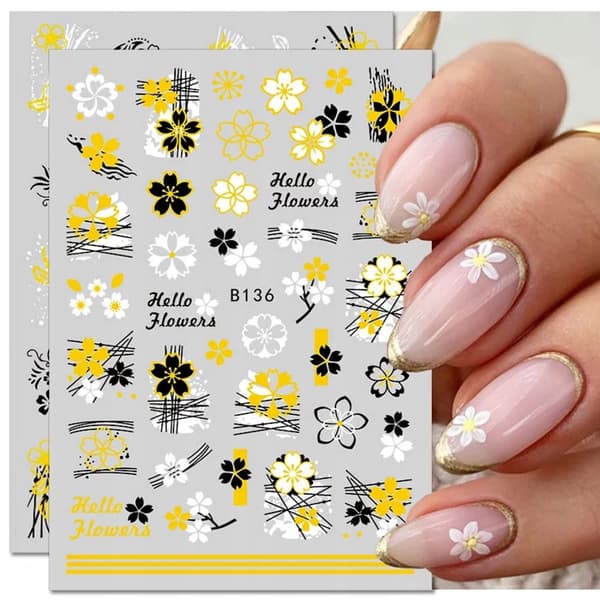 Nagelkonst Stickers Mönster BLOMMOR HOLO