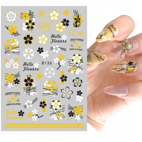 Nagelkonst Stickers Mönster BLOMMOR HOLO