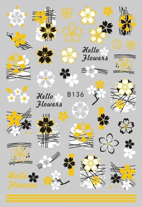 Nagelkonst Stickers Mönster BLOMMOR HOLO