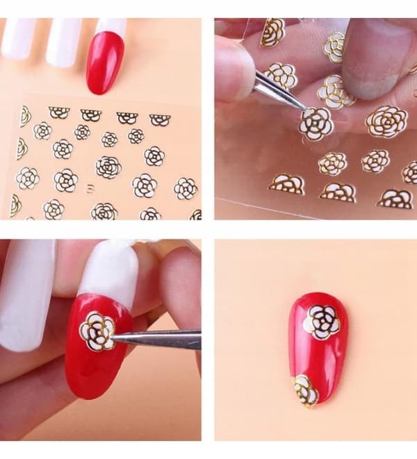 Nagelkonst Stickers Mönster BLOMMOR HOLO