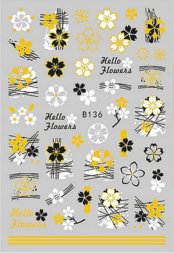 Nagelkonst Stickers Mönster BLOMMOR HOLO