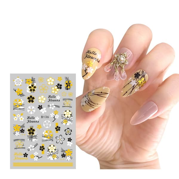 Nagelkonst Stickers Mönster BLOMMOR HOLO