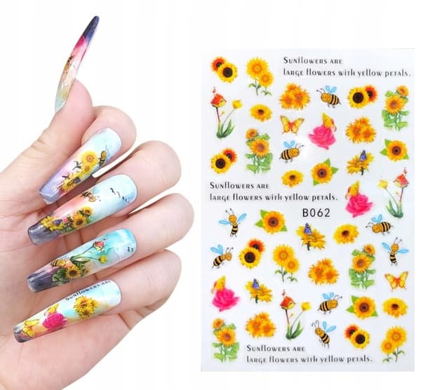 Mönster för nagelkonstklistermärken SOLROSOR
