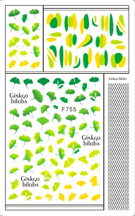 Neglekunstklistermærker Ginkgo-mønstre