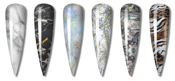 6x Transferfolie 10 cm x 4 cm marmorset