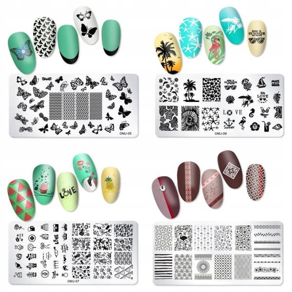 SET 12x Stämpelplattor Nagelkonst