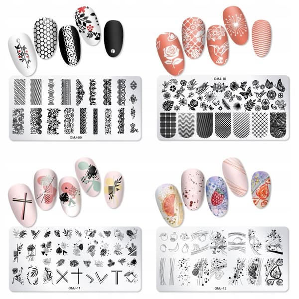 SET 12x Stämpelplattor Nagelkonst