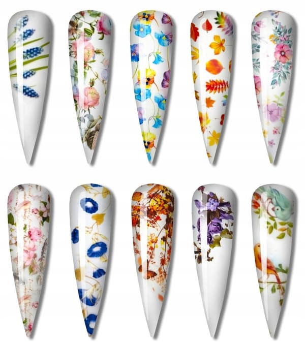 TRANSFERFOIL för naglar 10cmx4cm BLOMMOR
