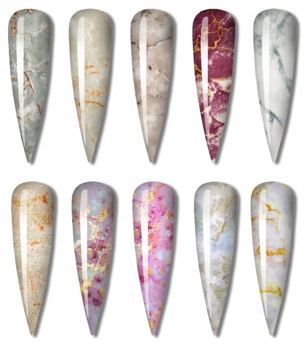 Transferfolie til negle 10 cm x 4 cm marmor