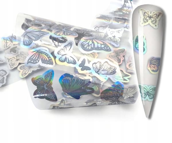 Transferfolie för naglar 40cmx4cm Fjärilar Holo