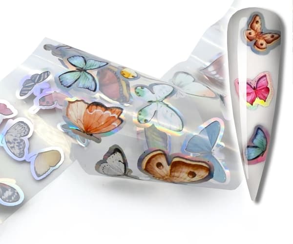 Kynsien siirtofolio 40cm x 4cm Butterflies Holo