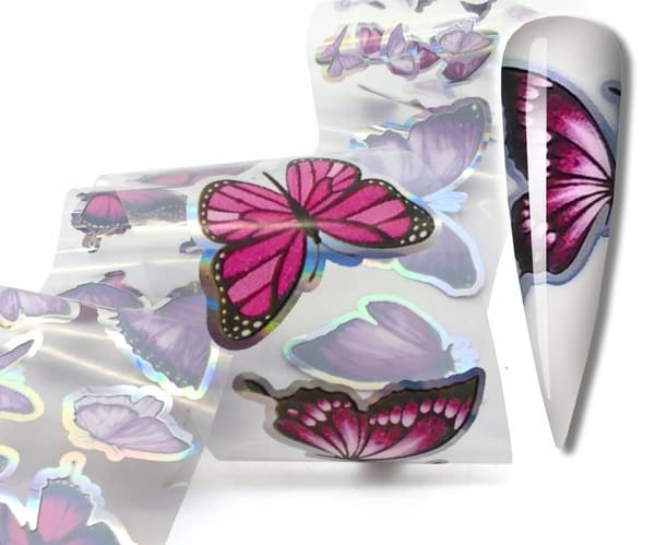 Kynsien siirtofolio 40cm x 4cm Butterflies Holo