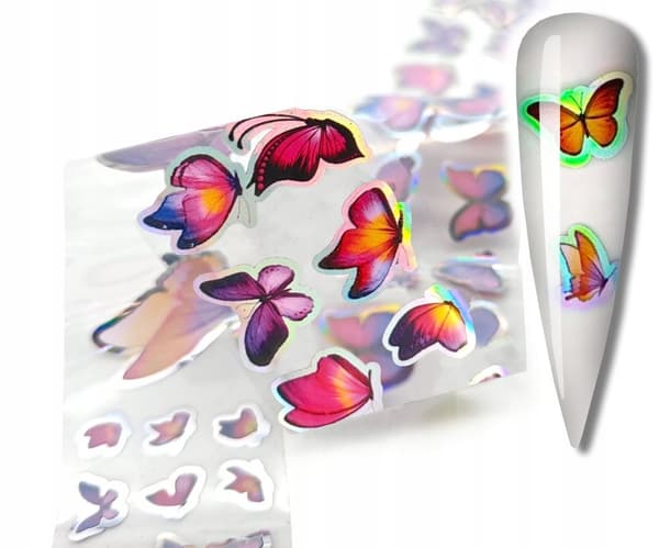 Kynsien siirtofolio 40cm x 4cm Butterflies Holo