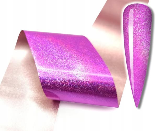 Transferfolie til negle 10 cm x 4 cm pink holo