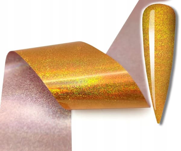 Transferfolie 10 cm x 4 cm guld, gul holografisk