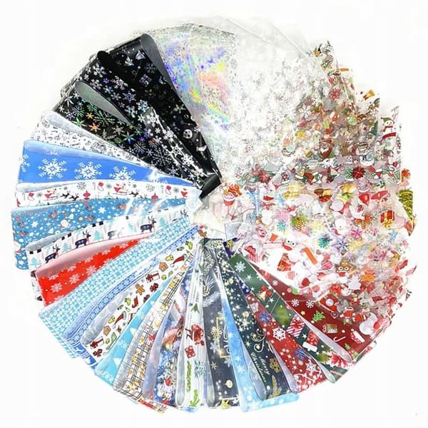 10 kpl kynsien siirtofoliota 10 cm x 4 cm joulupakkaus